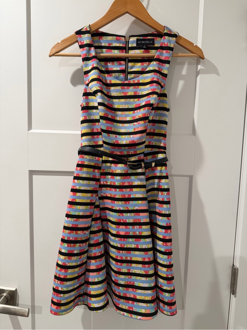 MY MICHELLE Multicolor Striped Fit & Flare Dress Skater Style